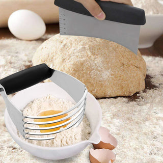 Pastry Cutter Set,Pastry Blender and Dough Scraper, Professional Stainless Steel Bladed Dough Cutter/Blender Scraper Chopper Set for Kitchen Baking Tools (2 Pack)