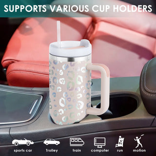 40 Oz Tumbler with Handle and Straw, Travel Mug for Car, 2-In-1 Lid Stainless Steel Tumblers