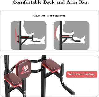 Pull up Bar Power Tower Dip Bar Station Dip Stand Multi-Functional Workout Equipment Strength Training Machine for Men Women Home Gym