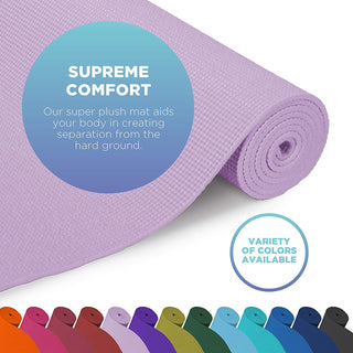 Extra Thick Adult Yoga Mat | 6Mm (¼”) Thick X 72” L X 24” W | Larger, Thicker & More Comfortable | Non-Toxic, SGS Certified | Non-Skid & Non-Slip Eco Friendly Exercise Gym Mat | Lavender