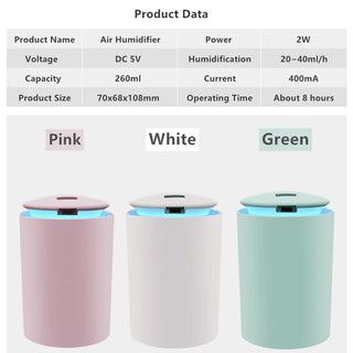 Electric Air Humidifier with LED Night Air Diffuser Aroma Oil Humidifier Home Defuser LED Night Light Up