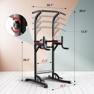 Pull up Bar Power Tower Dip Bar Station Dip Stand Multi-Functional Workout Equipment Strength Training Machine for Men Women Home Gym