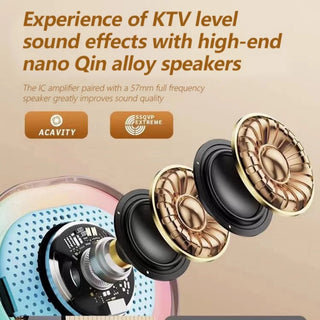 Karaoke Machine for Kids Bluetooth Mini Karaoke with 2 Microphones Portable Party Speaker Toys Gifts, Beige