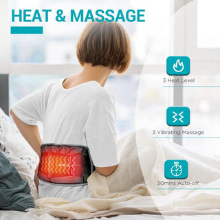 Cordless Heating Pad for Back, up to 58'' Lower Back Massager Heating Pad for Back, 3 Heating Levels 3 Vibration Massage