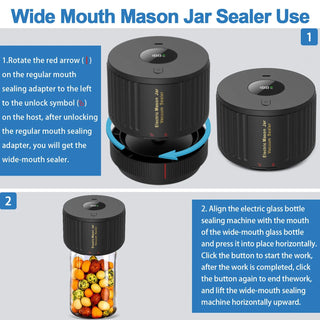 Electric Mason Jar Vacuum Sealer Kit for Wide Mouth & Regular Mason Lids, Vacuum Sealing Machine for Canning Jars Food Storage, Mason Jar Vacuum Sealer Kit Compatible with Food Saver